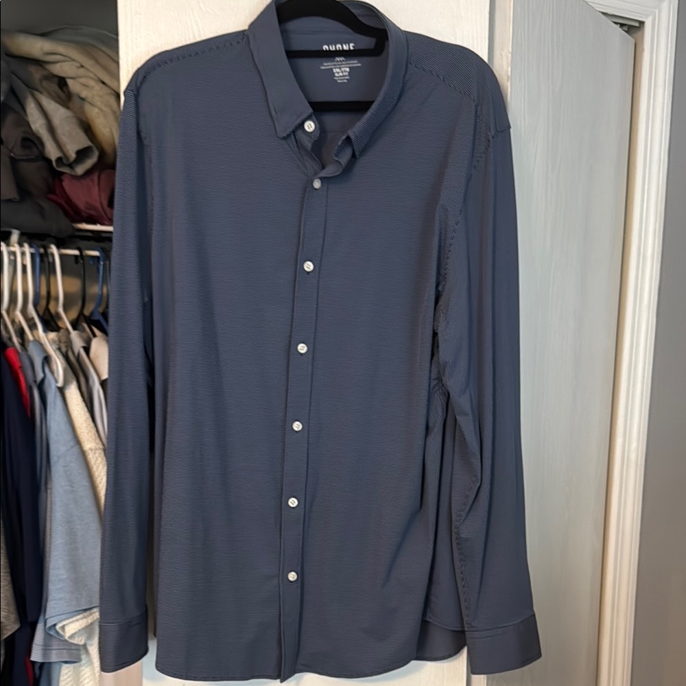 RHONE Blue Casual Button Down Shirt Classic Collar Lightweight